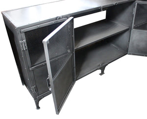 Homeroots 72" Dark Gray Metal Enclosed Storage Tv Stand - Industrial Style Media Center With Ample Shelving  Metal 489501