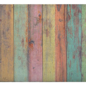 Homeroots 2' X 5' Distressed Aqua Green And Pink Printed Vinyl Area Rug With Uv Protection  Linoleum 489510