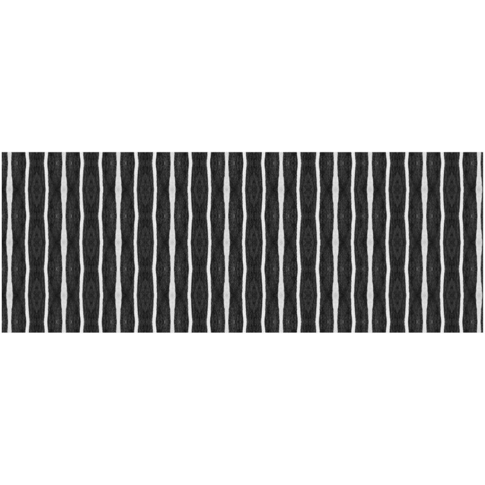 HomeRoots 2' X 5' Black And White Striped Vinyl Area Rug - UV Protected, Water-Resistant, Non-Slip Design! 489511