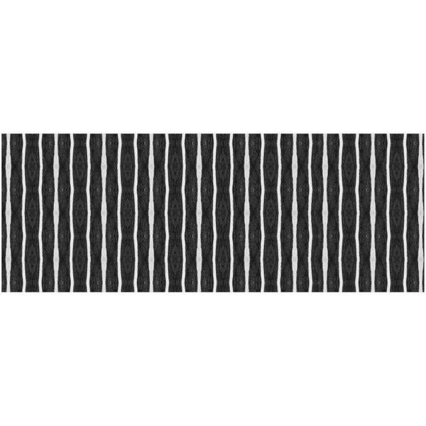 HomeRoots 2' X 5' Black And White Striped Vinyl Area Rug - UV Protected, Water-Resistant, Non-Slip Design! 489511