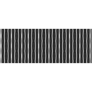 HomeRoots 2' X 5' Black And White Striped Vinyl Area Rug - UV Protected, Water-Resistant, Non-Slip Design! 489511