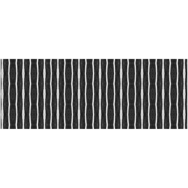 HomeRoots 2' X 5' Black And White Striped Vinyl Area Rug - UV Protected, Water-Resistant, Non-Slip Design! 489511