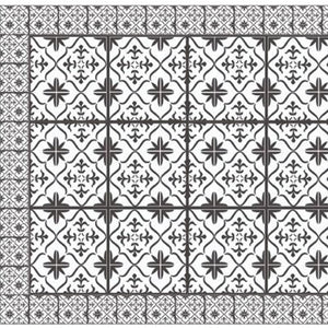 HomeRoots 2' X 5' Dark Gray & White Mosaic Tile Printed Vinyl Area Rug with UV Protection & Non-Slip Backing 489513