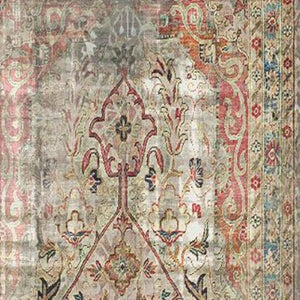 HomeRoots 2' X 5' Moroccan Vinyl Area Rug - Stylish Red, Brown & Blue Floral Design with UV Protection & Durability 489515