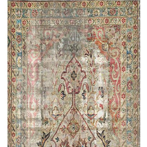 HomeRoots 2' X 5' Moroccan Vinyl Area Rug - Stylish Red, Brown & Blue Floral Design with UV Protection & Durability 489515
