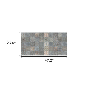 Homeroots 2' X 4' Brown And Gray Mosaic Tile Printed Vinyl Area Rug With Uv Protection  Linoleum 489518