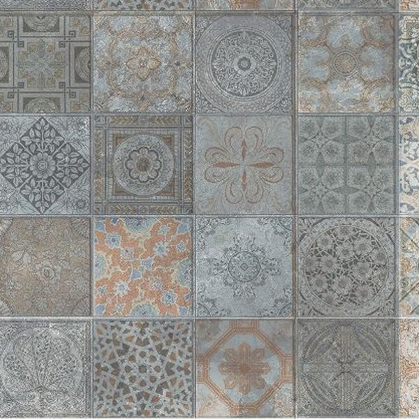 Homeroots 2' X 4' Brown And Gray Mosaic Tile Printed Vinyl Area Rug With Uv Protection  Linoleum 489518