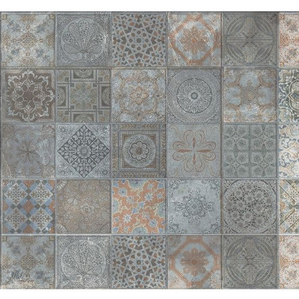 Homeroots 2' X 4' Brown And Gray Mosaic Tile Printed Vinyl Area Rug With Uv Protection  Linoleum 489518