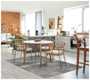 Homeroots 2' X 4' Brown And Gray Mosaic Tile Printed Vinyl Area Rug With Uv Protection  Linoleum 489518