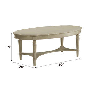 English Elm Fordon French Oval Coffee Table in Antique Ivory Finish with Turned Wood Legs & Lower Shelf Elegance B2726P265827