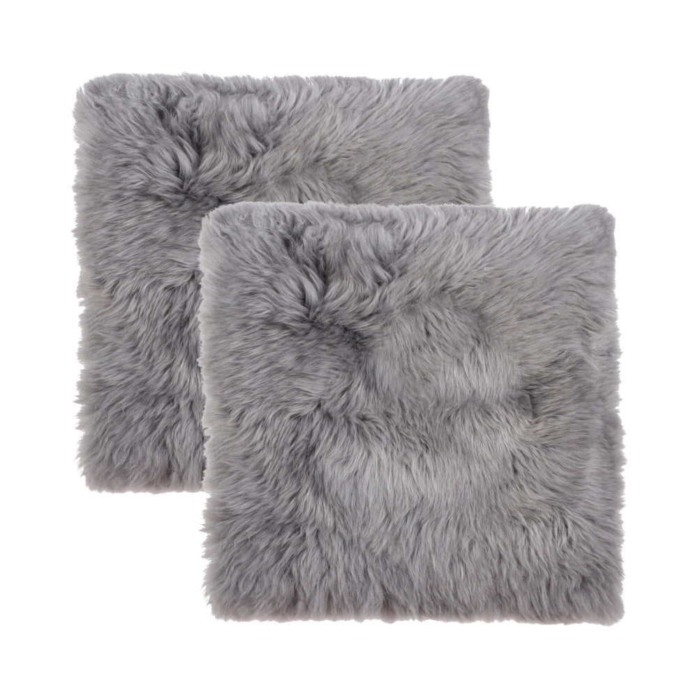 Homeroots Set Of Two 17" X 17" Grey Wool Chair Pads  Sheepskin 489522