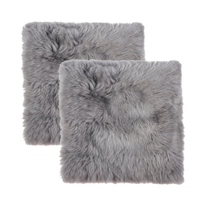 Homeroots Set Of Two 17" X 17" Grey Wool Chair Pads  Sheepskin 489522