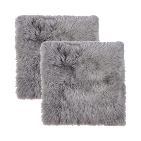Homeroots Set Of Two 17" X 17" Grey Wool Chair Pads  Sheepskin 489522