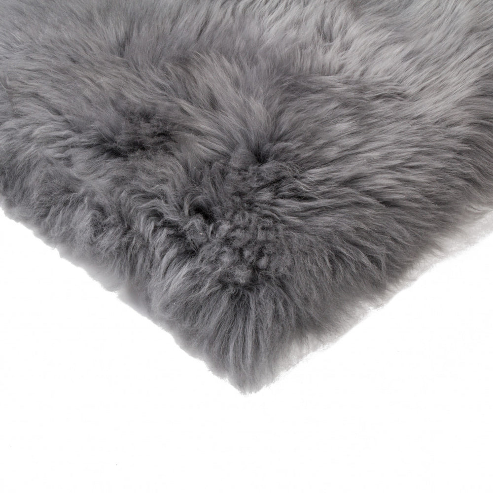 Homeroots Set Of Two 17" X 17" Grey Wool Chair Pads  Sheepskin 489522