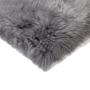 Homeroots Set Of Two 17" X 17" Grey Wool Chair Pads  Sheepskin 489522
