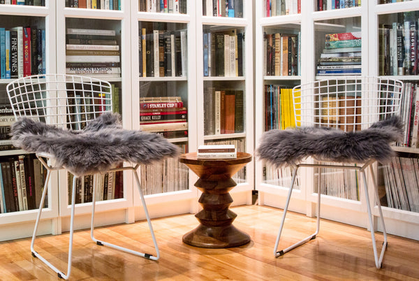 Homeroots Set Of Two 17" X 17" Grey Wool Chair Pads  Sheepskin 489522