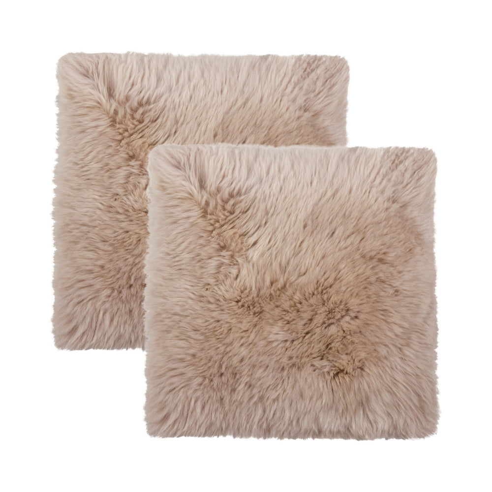 Homeroots Set Of Two 17" X 17" Taupe Wool Solid Color Chair Pads  Sheepskin 489523
