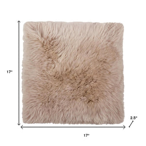 HomeRoots Set of Two 17" X 17" Taupe Wool Chair Pads - Luxurious Comfort, Durable, Hypoallergenic & Stylish! 489523