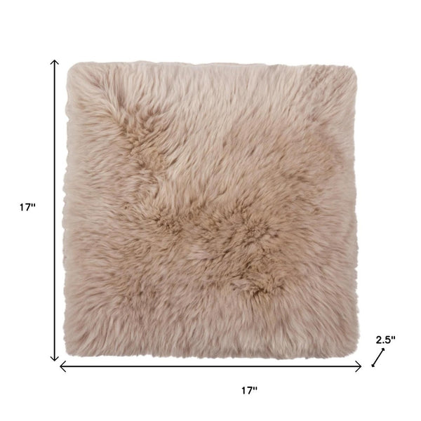 HomeRoots Set of Two 17" X 17" Taupe Wool Chair Pads - Luxurious Comfort, Durable, Hypoallergenic & Stylish! 489523