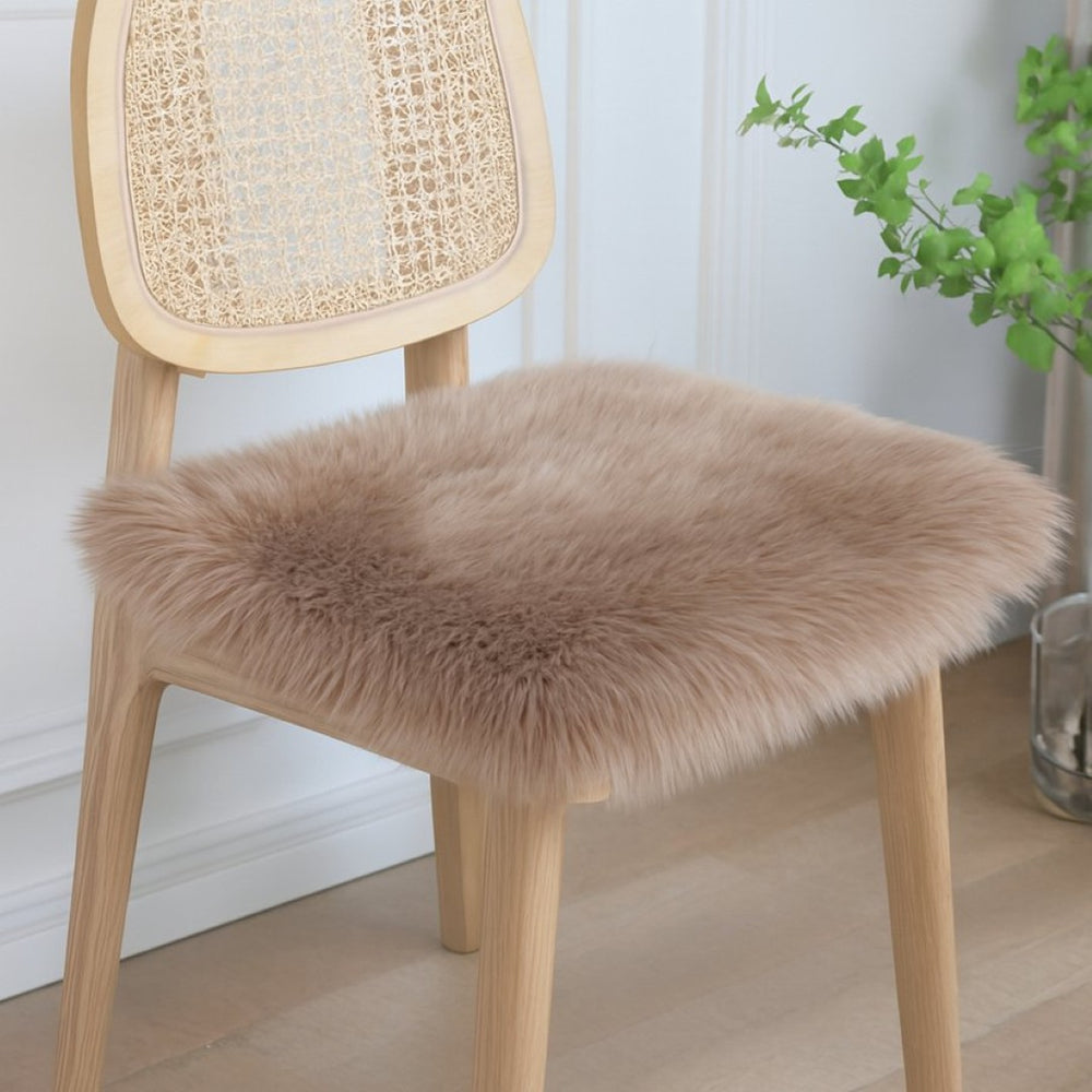 HomeRoots Set of Two 17" X 17" Taupe Wool Chair Pads - Luxurious Comfort, Durable, Hypoallergenic & Stylish! 489523