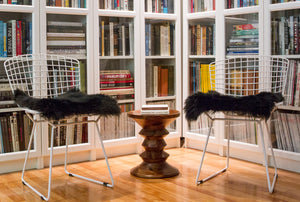 Homeroots Set Of Two 17" X 17" Black Wool Chair Pads  Sheepskin 489524