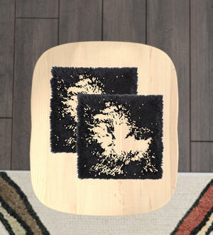 Homeroots Set Of Two 17" X 17" Black Wool Chair Pads  Sheepskin 489524