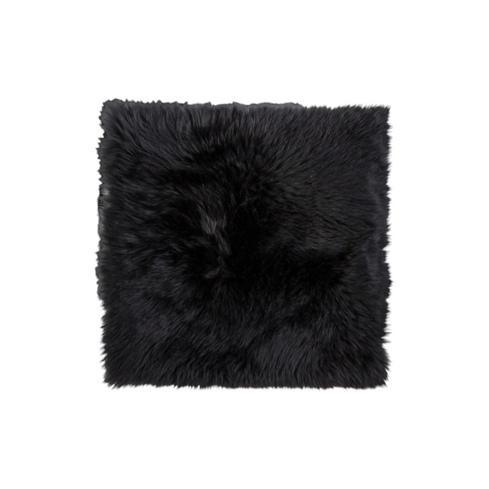 HomeRoots Set of Two Luxurious 17" Black Wool Chair Pads - Genuine New Zealand Sheepskin, Indoor/Outdoor Comfort 489524
