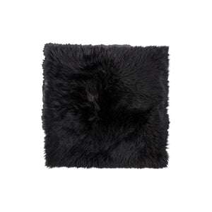 HomeRoots Set of Two Luxurious 17" Black Wool Chair Pads - Genuine New Zealand Sheepskin, Indoor/Outdoor Comfort 489524