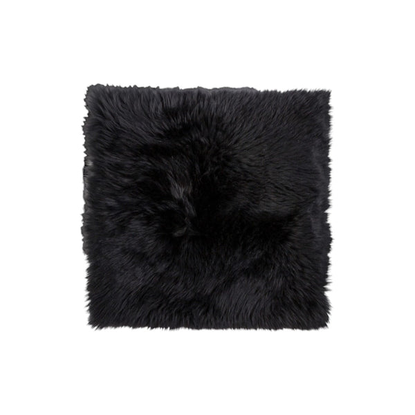 HomeRoots Set of Two Luxurious 17" Black Wool Chair Pads - Genuine New Zealand Sheepskin, Indoor/Outdoor Comfort 489524