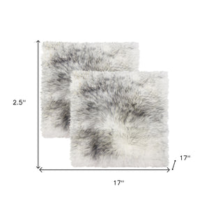 Homeroots Set Of Two 17" X 17" Gradient Grey Wool Chair Pads  Sheepskin 489525