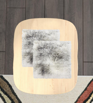 Homeroots Set Of Two 17" X 17" Gradient Grey Wool Chair Pads  Sheepskin 489525