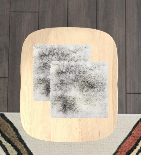 Homeroots Set Of Two 17" X 17" Gradient Grey Wool Chair Pads  Sheepskin 489525