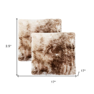 Homeroots Set Of Two 17" X 17" Gradient Chocolate Wool Chair Pads  Sheepskin 489526