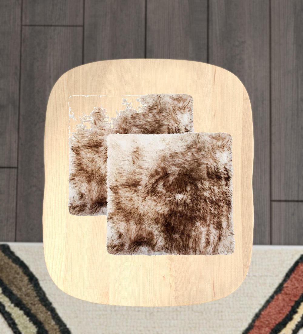 Homeroots Set Of Two 17" X 17" Gradient Chocolate Wool Chair Pads  Sheepskin 489526