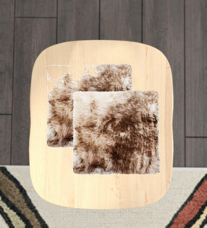 Homeroots Set Of Two 17" X 17" Gradient Chocolate Wool Chair Pads  Sheepskin 489526