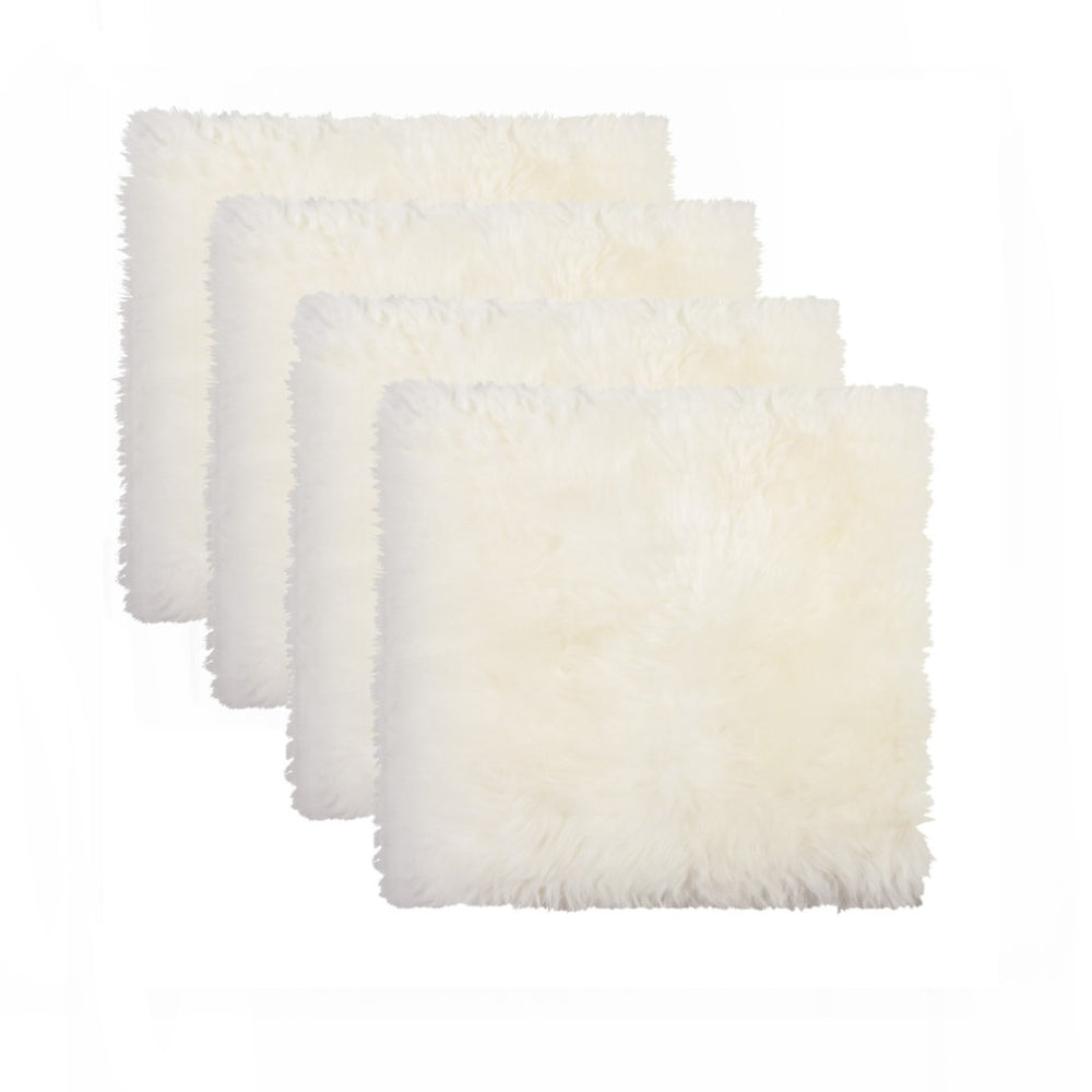 HomeRoots Set of Four 17" X 17" Plush Natural Wool Chair Pads for Ultimate Comfort & Stylish Dining Experience 489527
