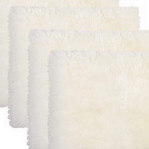 Homeroots Set Of Four 17" X 17" Natural Wool Solid Color Chair Pads  Sheepskin 489527