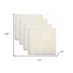Homeroots Set Of Four 17" X 17" Natural Wool Solid Color Chair Pads  Sheepskin 489527