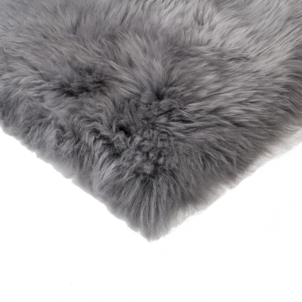 HomeRoots Set of Four Luxurious 17" Grey Wool Chair Pads - Premium Sheepskin Comfort for Dining & Living Spaces 489528
