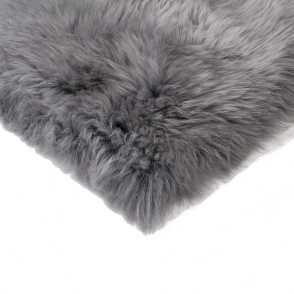 HomeRoots Set of Four Luxurious 17" Grey Wool Chair Pads - Premium Sheepskin Comfort for Dining & Living Spaces 489528