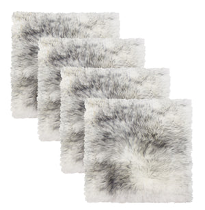 Homeroots Set Of Four 17" X 17" Gradient Grey Wool Chair Pads  Sheepskin 489531