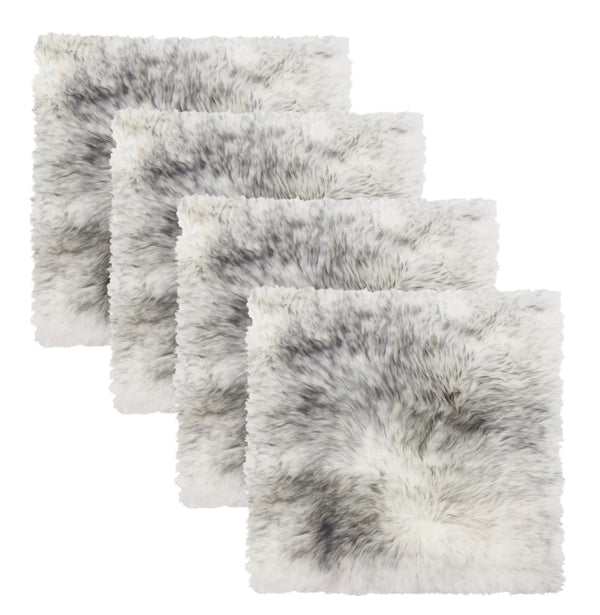 Homeroots Set Of Four 17" X 17" Gradient Grey Wool Chair Pads  Sheepskin 489531
