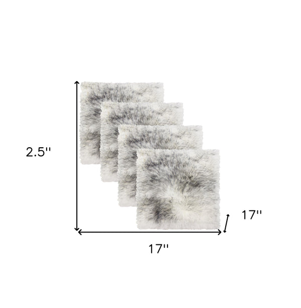 Homeroots Set Of Four 17" X 17" Gradient Grey Wool Chair Pads  Sheepskin 489531