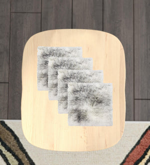 Homeroots Set Of Four 17" X 17" Gradient Grey Wool Chair Pads  Sheepskin 489531