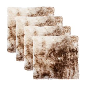 HomeRoots Set of Four 17" x 17" Premium New Zealand Sheepskin Gradient Chocolate Chair Pads for Cozy Comfort 489532