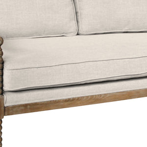 Homeroots 75" Ivory Linen Blend Sofa With Brown Legs   489535