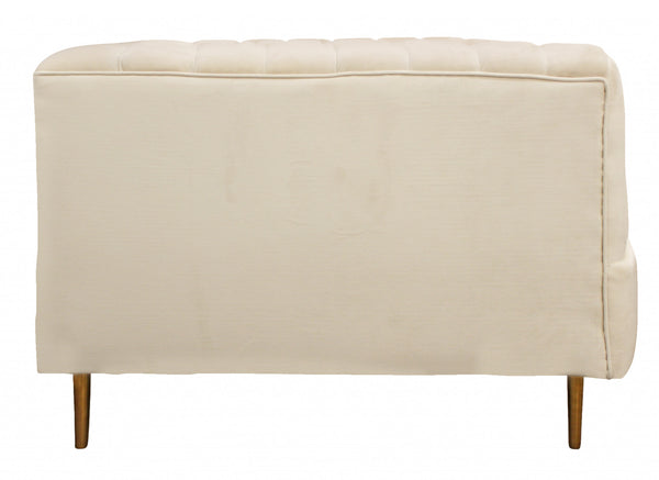 Homeroots 90" Ivory Velvet Sofa And Toss Pillows With Gold Legs   489538