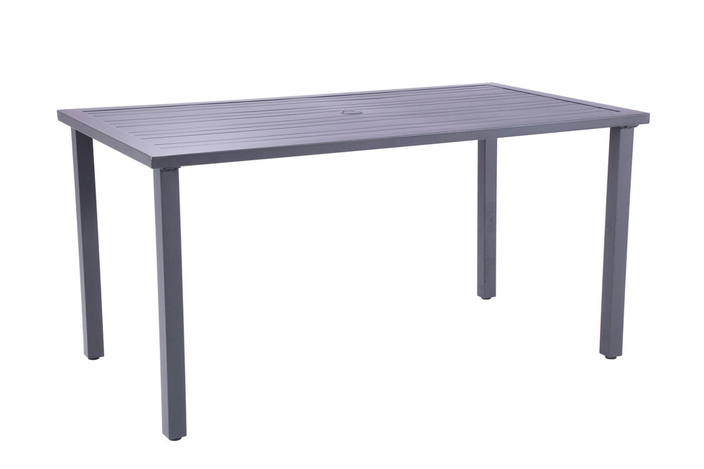 Homeroots 62" Black Metal Outdoor Dining Table With Umbrella Hole  Aluminum 489540