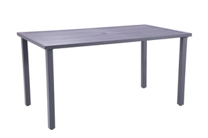 Homeroots 62" Black Metal Outdoor Dining Table With Umbrella Hole  Aluminum 489540