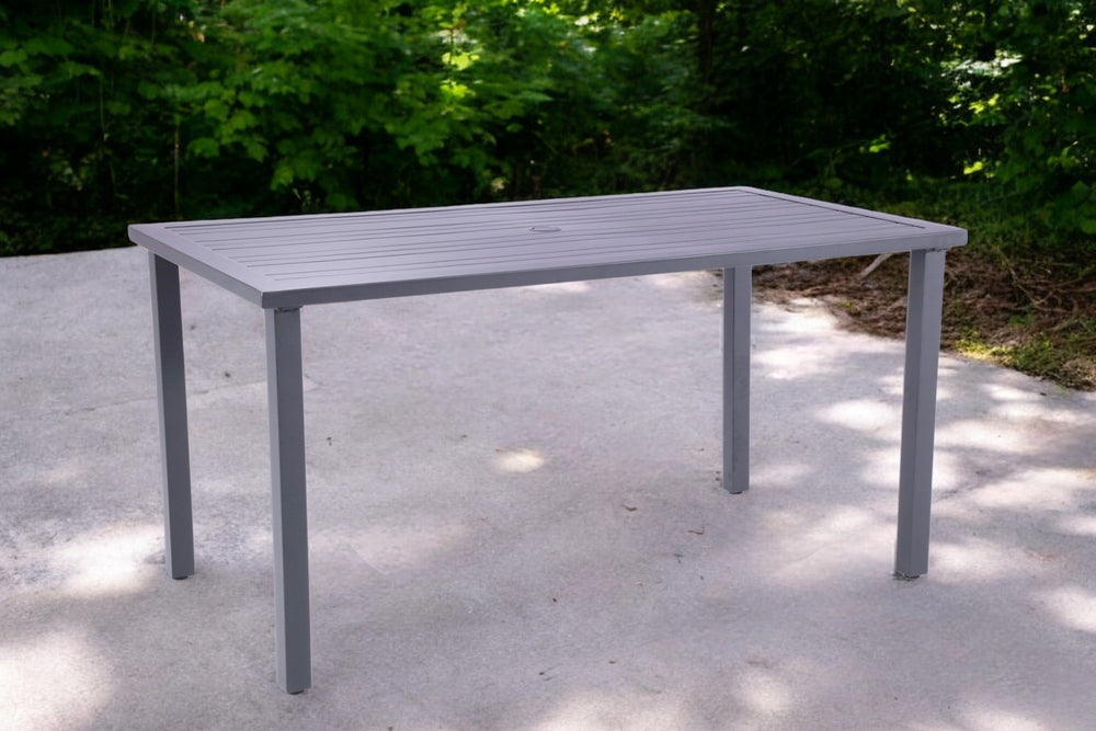 Homeroots 62" Black Metal Outdoor Dining Table With Umbrella Hole  Aluminum 489540